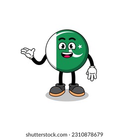 pakistan flag cartoon with welcome pose , character design