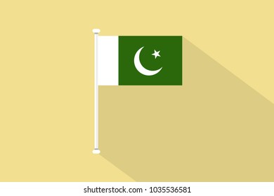 Pakistan Flag with flagpole,vector illustration