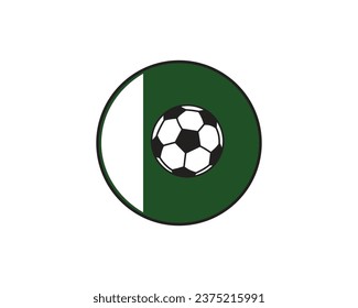 Pakistan flag with football vector icon symbol