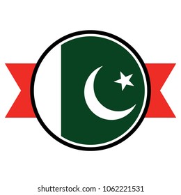Pakistan flag in glossy round button of icon. flag logo of Pakistan emblem isolated on white background, Pakistan national concept sign, Vector illustration.