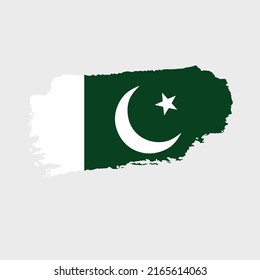 Pakistan flag with grunge texture. Vector illustration of Pakistan flag painted with brush with grunge effect and watercolor stroke. Happy Independence 