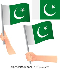 Pakistan flag in hand. Patriotic background. National flag of Pakistan vector illustration