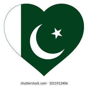 pakistan flag in heart vector illustration sign. Flag of pakistan in the shape of Heart with contrasting contour, symbol of love for his country or valentine day, patriotism.