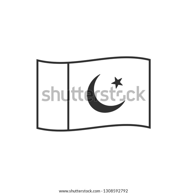 Pakistan Flag Icon Black Outline Flat Stock Vector (Royalty Free ...