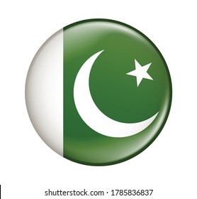 Pakistan flag icon vector illustration isolated on white background.Pakistan flag.Flag icon glossy.