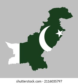 Pakistan flag inside the Pakistani map borders vector illustration 