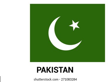 Pakistan flag isolated vector in official colors and Proportion Correctly. country's name label in bottom