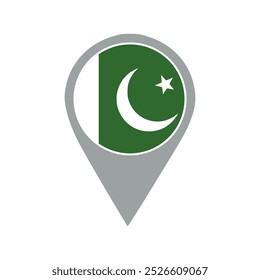 pakistan flag location pin, flag application, Flag on Location Pin, graphic design, map pointer, vector illustration.