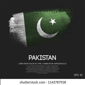 Pakistan Flag Made of Glitter Sparkle Brush Paint Vector