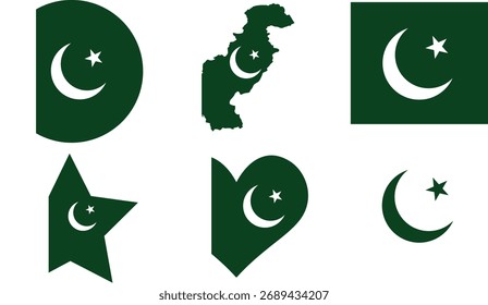 Mapa de la bandera de Pakistán, Botón, estrella, ronda PNG Ilustración vectorial	