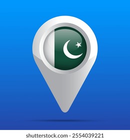 Pakistan Flag Map Icon. Glossy icon. 3D. Vector Illustration.