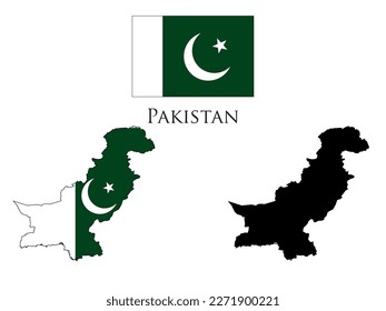 Indicador de Pakistán y vector de ilustración de mapas 