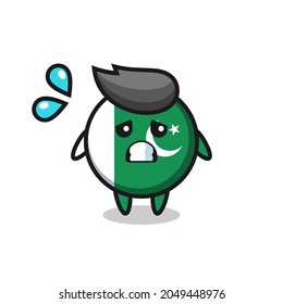personaje mascota de la bandera pakistán con un gesto asustado, diseño lindo