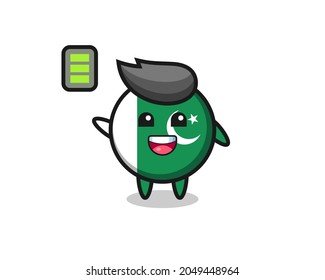 pakistan flag mascot character with energetic gesture , cute design