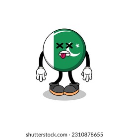 pakistan flag mascot illustration is dead , character design