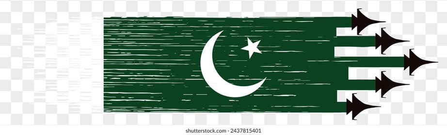 Pakistan flag with military fighter jets isolated background. vector illustration