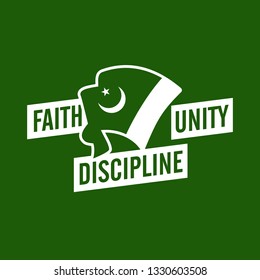 Pakistan Flag with the motto: Faith Unity Discipline.Vector illustration