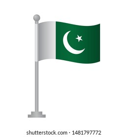Pakistan  flag. National flag of Pakistan   on pole vector 