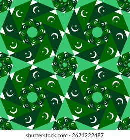 Patrón de octágono de la bandera de Pakistán. Fondo geométrico para la decoración. Ilustración vectorial