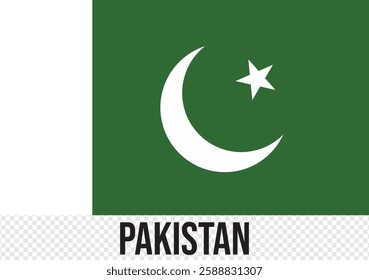 Pakistan flag. The official ratio. Flag icon. Standard color. Standard size. A rectangular flag. Pakistan flag, official colors and proportion. Vector illustration.