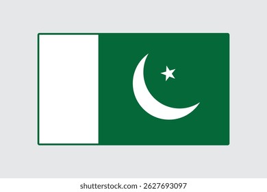 Pakistan flag. The official ratio. Flag icon. Standard color. Standard size. A rectangular flag. Computer illustration. Digital illustration. Vector illustration.