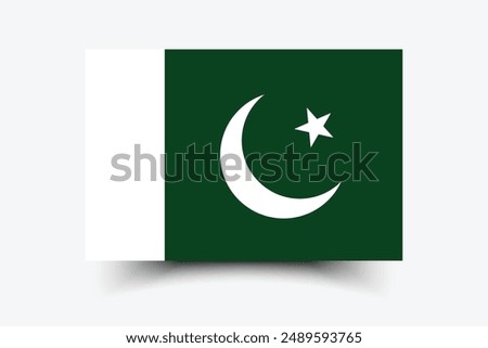 Pakistan flag. Flag of Pakistan. The official ratio. Flag icon. Standard color. Standard size. A rectangular flag. Computer illustration. Digital illustration. Vector illustration.