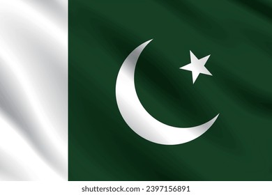 Pakistan flag. The official ratio. The wavy flag. Standard size. Standard color. Flag icon. 3d illustration. Digital illustration. Computer illustration. Vector illustration.