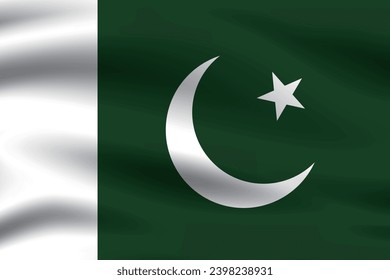 Pakistan flag. The official ratio. The wavy flag. Standard size. Standard color. Flag icon. 3d illustration. Digital illustration. Computer illustration. Vector illustration.