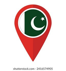 Pakistan flag on map pinpoint icon isolated. Flag of Pakistan