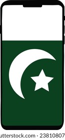 Bandera de Pakistán en el diseño de vectores de pantalla móvil, formato EPS completamente editable, aislado en fondo blanco.