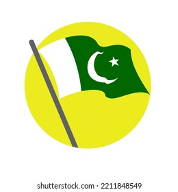 Pakistan Flag on pole. Vector image
