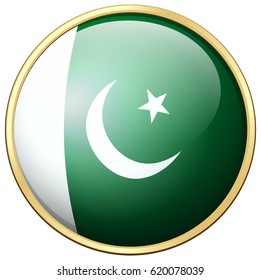 Pakistan flag on round frame illustration