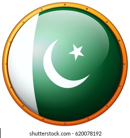 Pakistan flag on round frame illustration