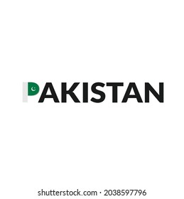 Pakistan flag on text typography. Country name banner. Creative typography background having Pakistan flag