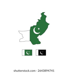Pakistan flag outline with smaller flag filling it.ideal for patriotic designs, national celebrations, or cultural representations.