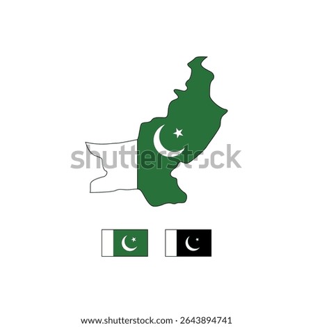 Pakistan flag outline with smaller flag filling it.ideal for patriotic designs, national celebrations, or cultural representations.