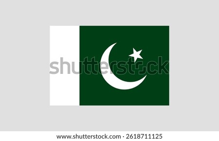 Pakistan flag. Pakistani national flag showcases its green and white colors with a crescent and star symbol. Vector graphics