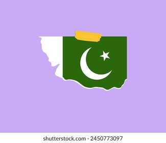 Pakistan flag paper texture, single-piece element, vector design, Pakistan flag taped on wall, decoration or celebration idea