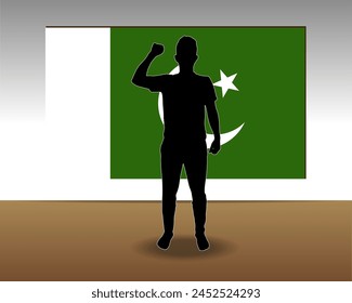 Pakistan flag paper texture, single-piece element, vector design, Pakistan flag taped on wall, decoration or celebration idea