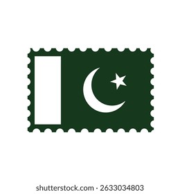 Pakistan flag postage stamp design illustration