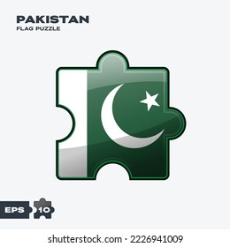 Piezas de rompecabezas de la bandera de Pakistán. ilustración vectorial aislada en fondo blanco