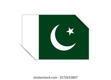 Pakistan flag - rectangle colorful flag representing a country cultural identity and heritage. The essence of national pride and unity. Attached by the corners in a paper album