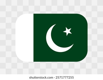 Pakistan flag - rounded rectangle colorful flag representing a country cultural identity and heritage. The essence of national pride and unity. Vector flag on transparent background.