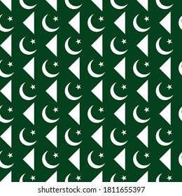 Pakistan flag seamless pattern background.