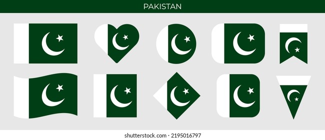 Pakistan Flag Set Vector Illustration Isolated Stock Vector (Royalty ...