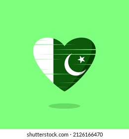 Pakistan flag shaped love illustration. Floating flag love icon. Nationality concept
