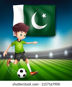 Pakistan flag and soccer player illustration