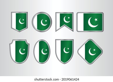 Pakistan flag state symbol isolated on background national banner. Independence Day of the Islamic Republic of Pakistan.