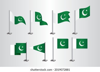 Pakistan flag state symbol isolated on background national banner. Independence Day of the Islamic Republic of Pakistan.