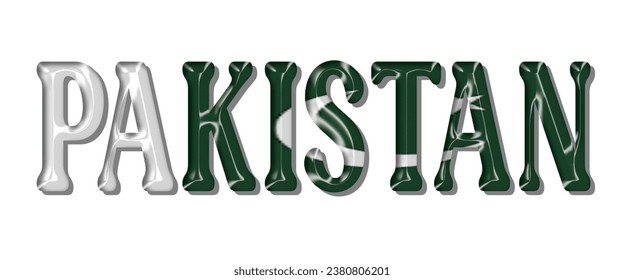 PAKISTAN-Fahnentext-Schriftart, 3D-PAKISTAN-bunter Hintergrund, PAKISTAN-Flagge, Vektorgrafik